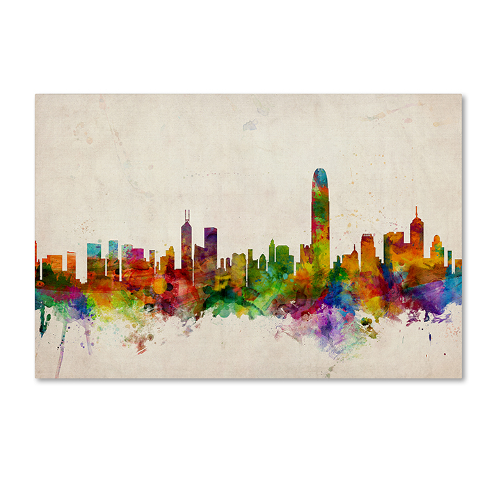 Michael Tompsett 'Hong Kong Skyline' 14 X 19 Canvas Art
