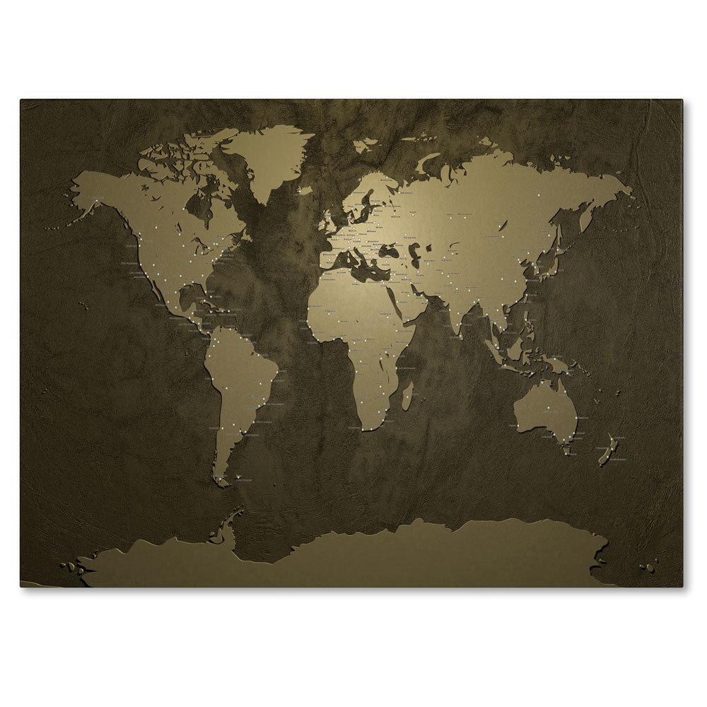 Michael Tompsett 'Gold World Map' 14 X 19 Canvas Art