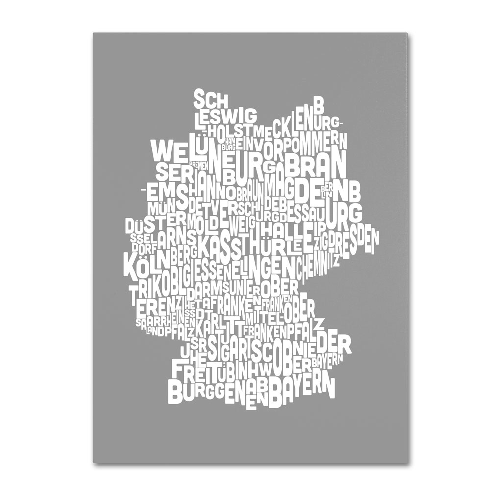 Michael Tompsett 'NEUTRAL-Germany Regions Map' 14 X 19 Canvas Art
