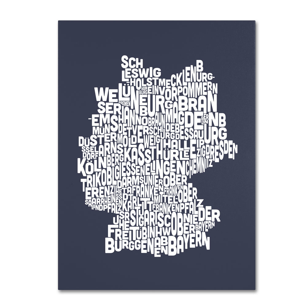 Michael Tompsett 'SLATE-Germany Regions Map' 14 X 19 Canvas Art