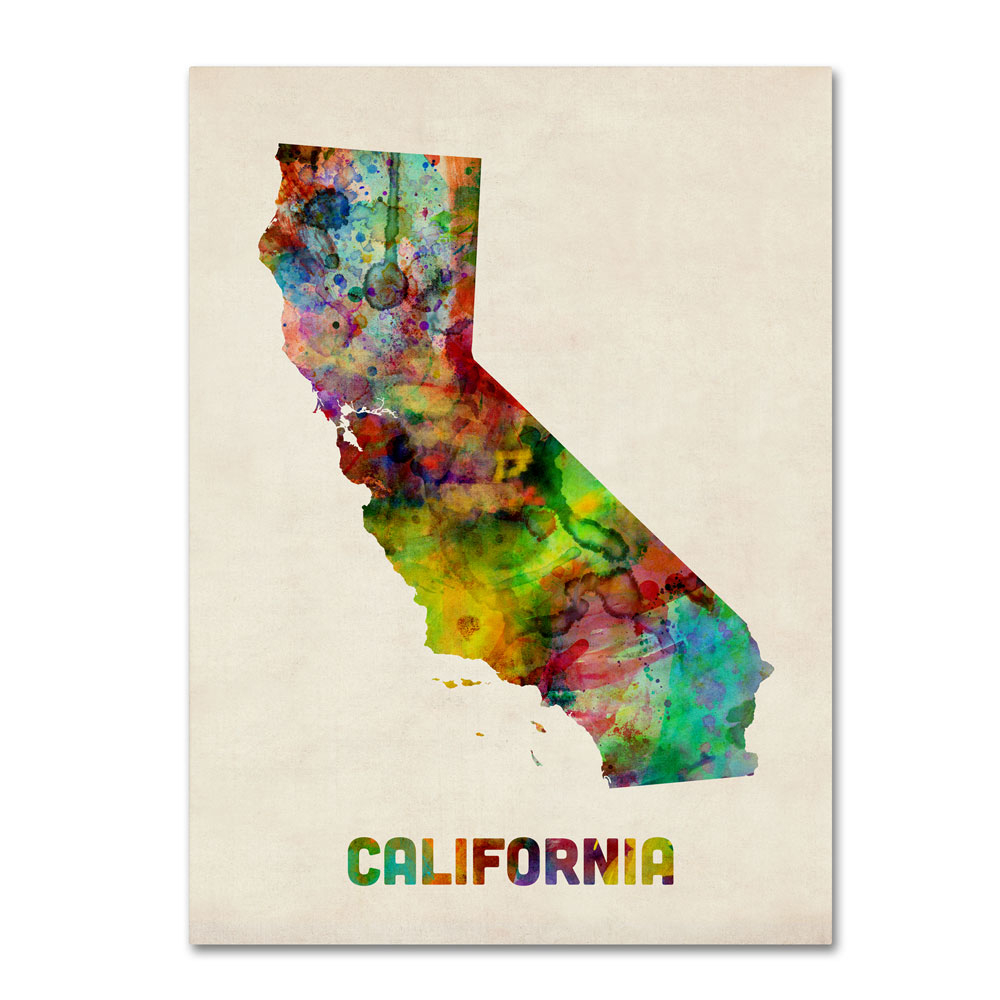 Michael Tompsett 'California Map' 14 X 19 Canvas Art