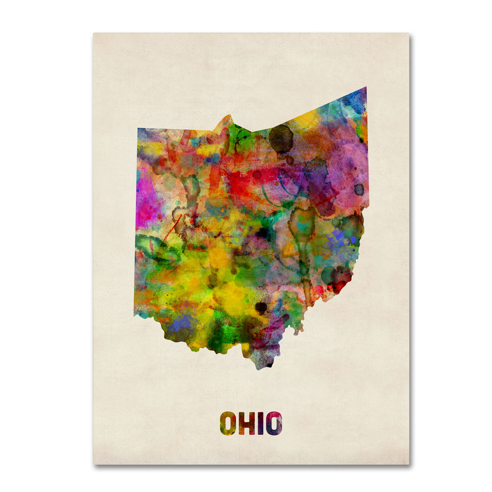 Michael Tompsett 'Ohio Map' 14 X 19 Canvas Art