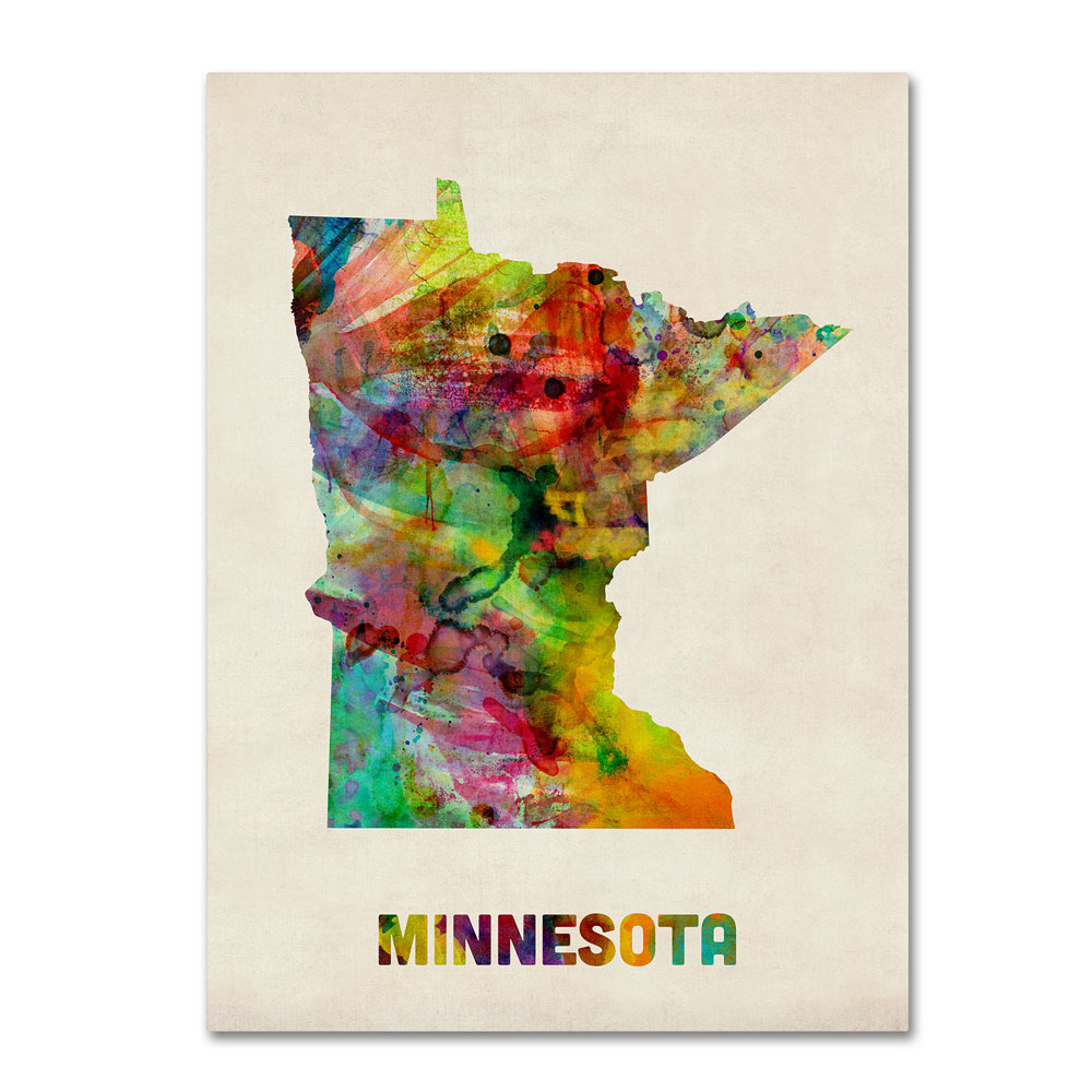 Michael Tompsett 'Minnesota Map' 14 X 19 Canvas Art