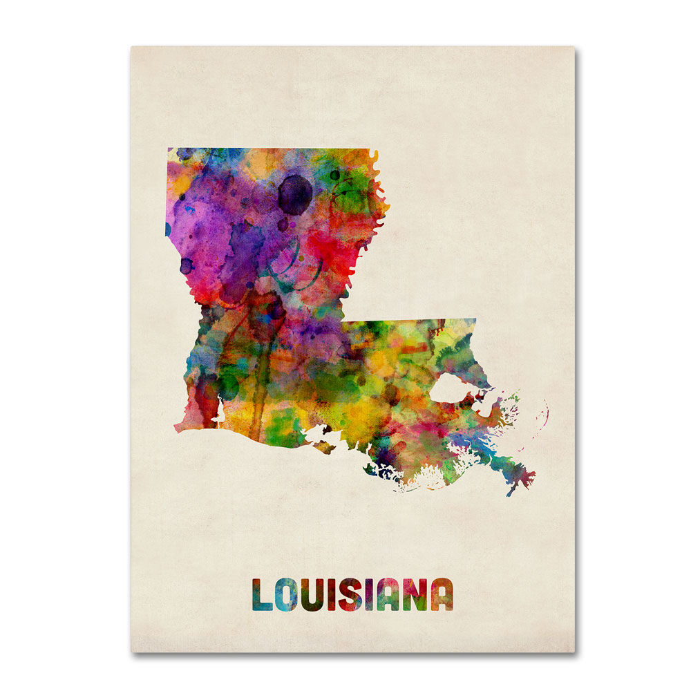 Michael Tompsett 'Louisiana Map' 14 X 19 Canvas Art