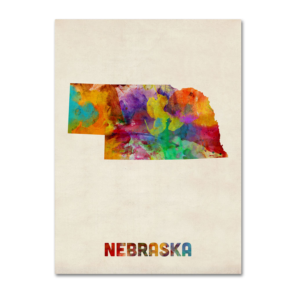 Michael Tompsett 'Nebraska Map' 14 X 19 Canvas Art