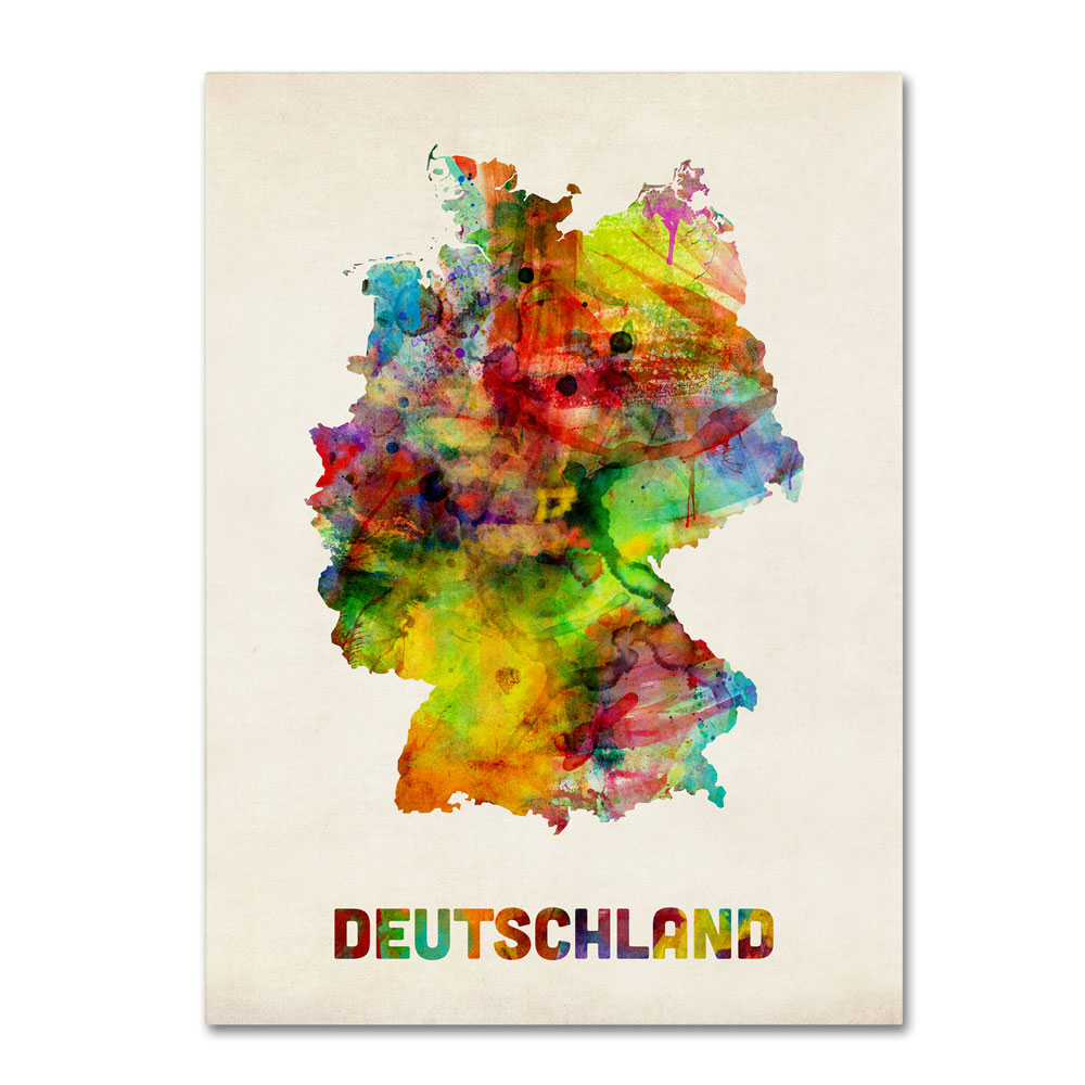 Michael Tompsett 'Germany Watercolor Map' 14 X 19 Canvas Art