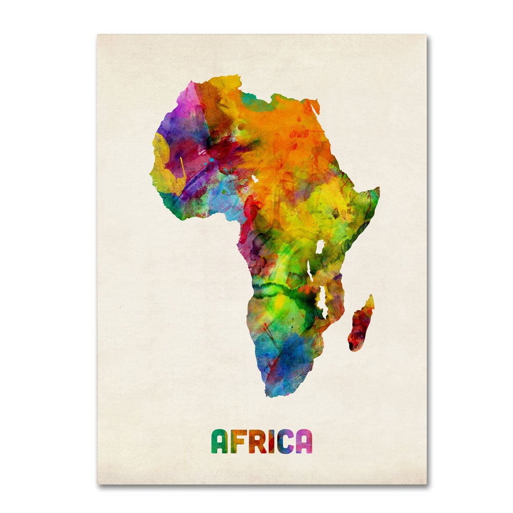 Michael Tompsett 'Africa Watercolor Map' 14 X 19 Canvas Art