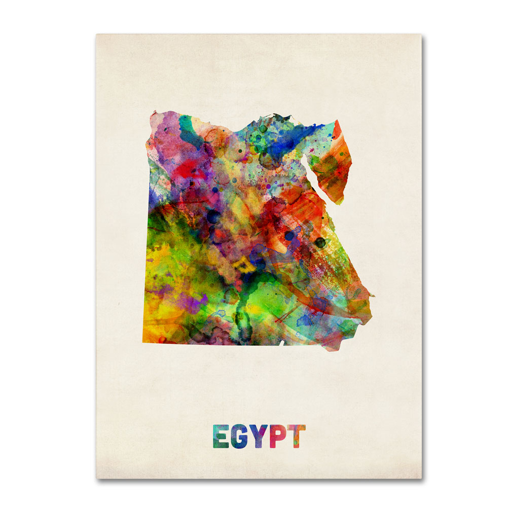 Michael Tompsett 'Egypt Watercolor Map' 14 X 19 Canvas Art