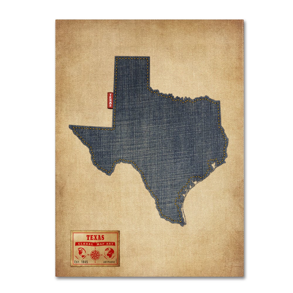 Michael Tompsett 'Texas Map Denim Jeans Style' 14 X 19 Canvas Art