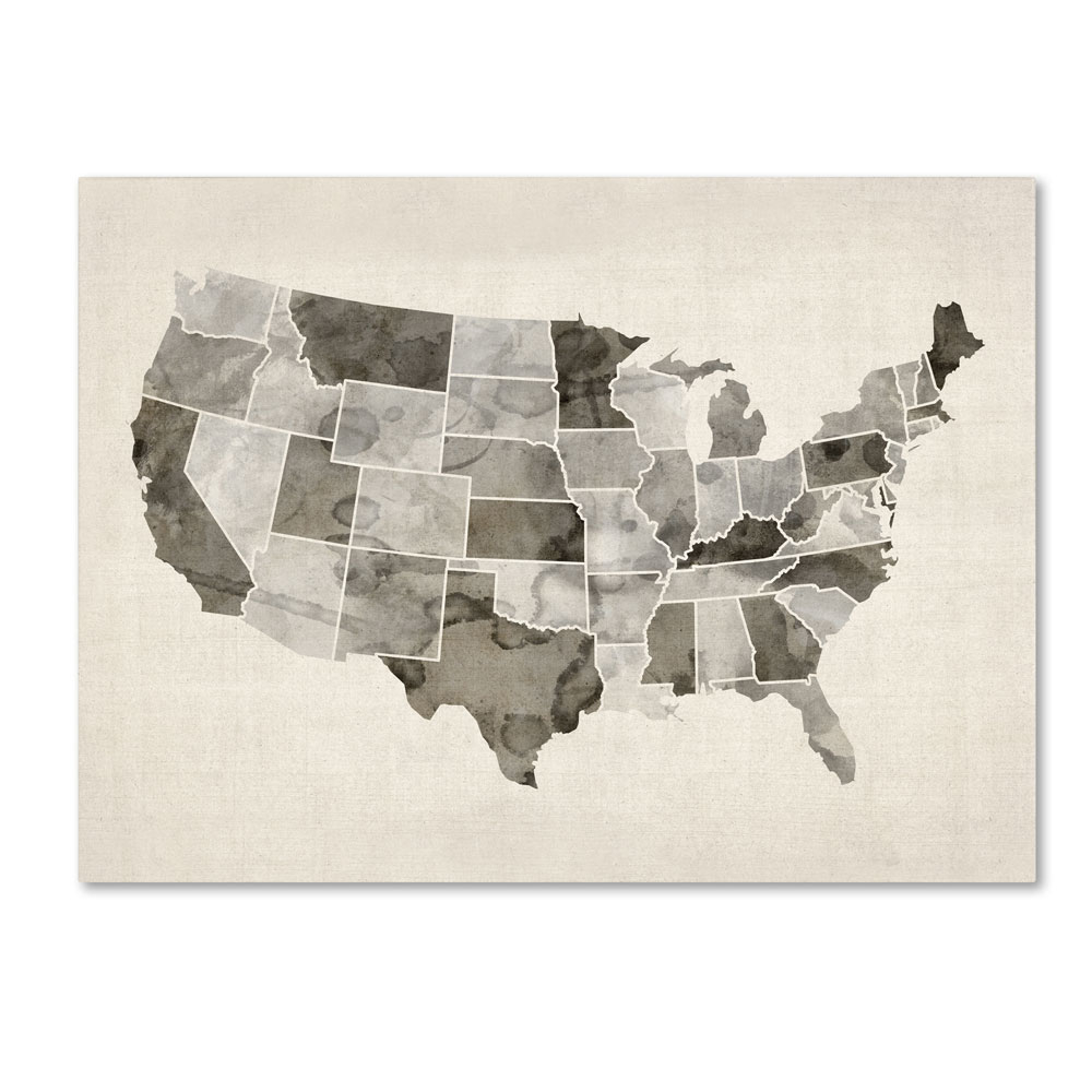 Michael Tompsett 'United States Watercolor Map' 14 X 19 Canvas Art