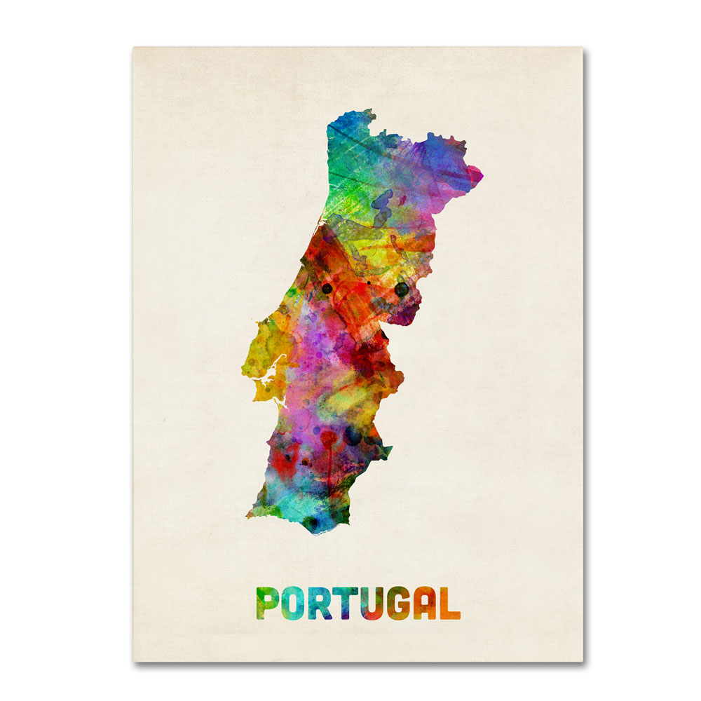 Michael Tompsett 'Portugal Watercolor Map' 14 X 19 Canvas Art