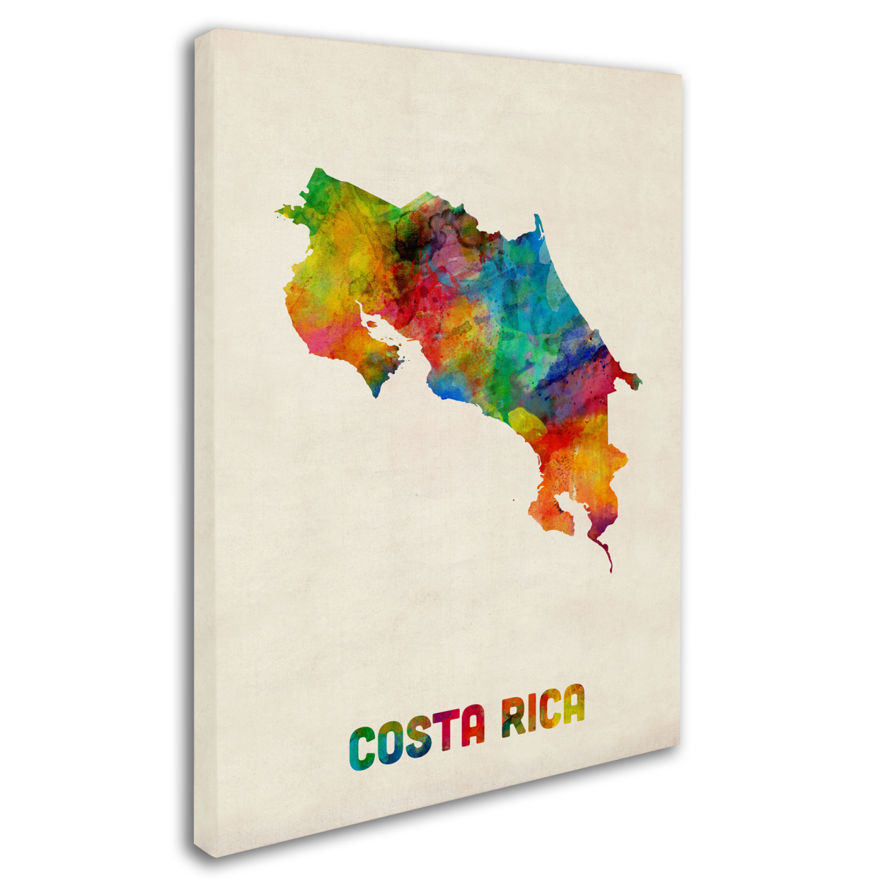 Michael Tompsett 'Costa Rica Watercolor Map' 14 X 19 Canvas Art