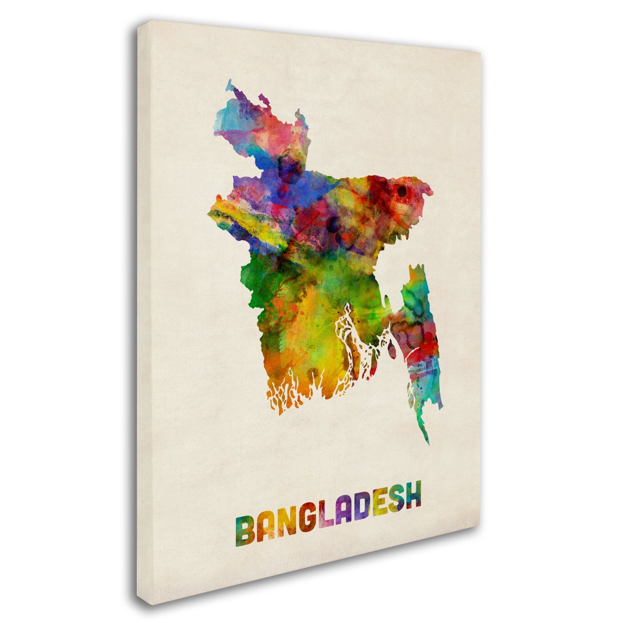 Michael Tompsett 'Bangladesh Watercolor Map' 14 X 19 Canvas Art