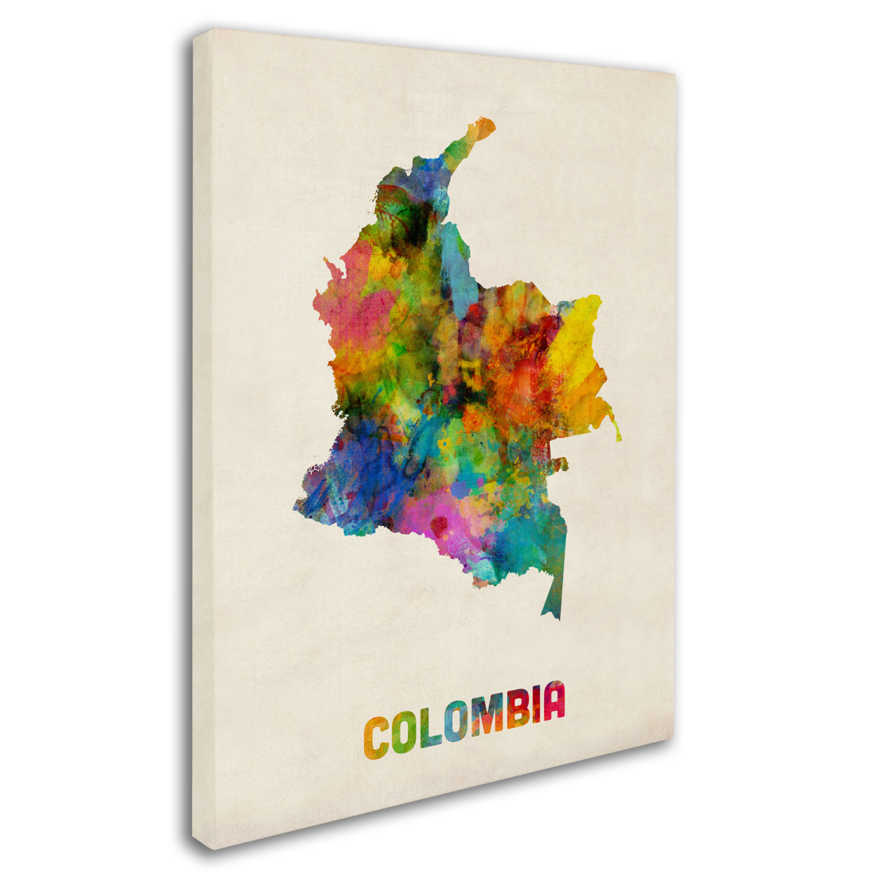 Michael Tompsett 'Colombia Watercolor Map' 14 X 19 Canvas Art