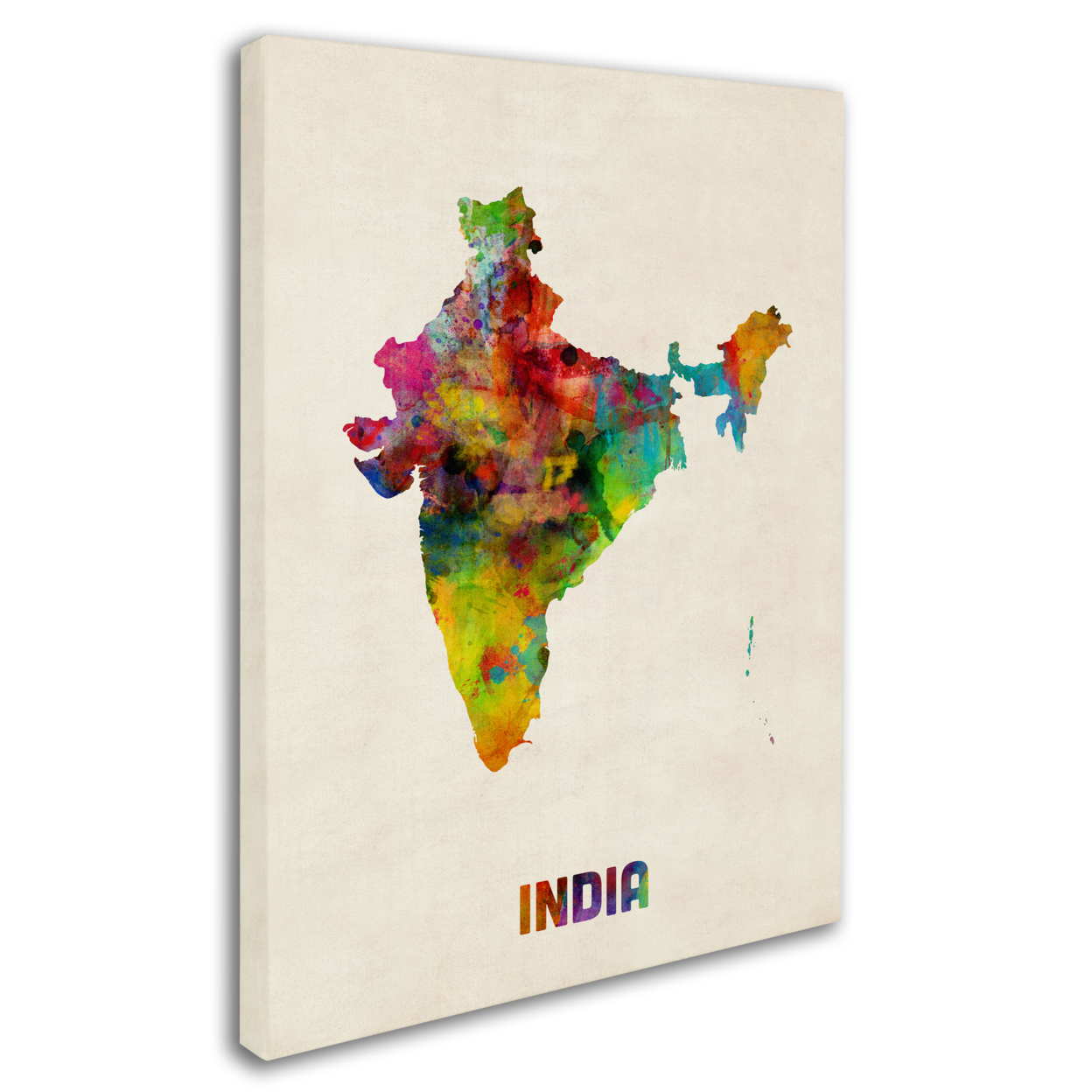 Michael Tompsett 'India Watercolor Map' 14 X 19 Canvas Art