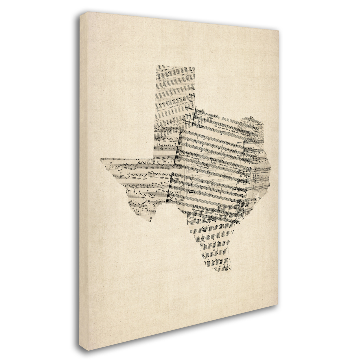 Michael Tompsett 'Old Sheet Music Map Of Texas' 14 X 19 Canvas Art