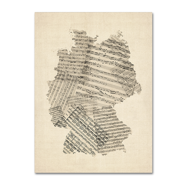 Michael Tompsett 'Old Sheet Music Map Of Germany' 14 X 19 Canvas Art