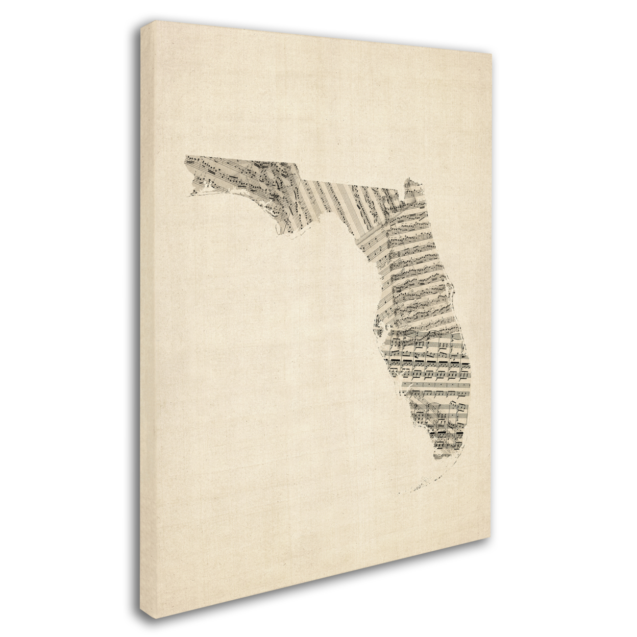 Michael Tompsett 'Old Sheet Music Map Of Florida' 14 X 19 Canvas Art