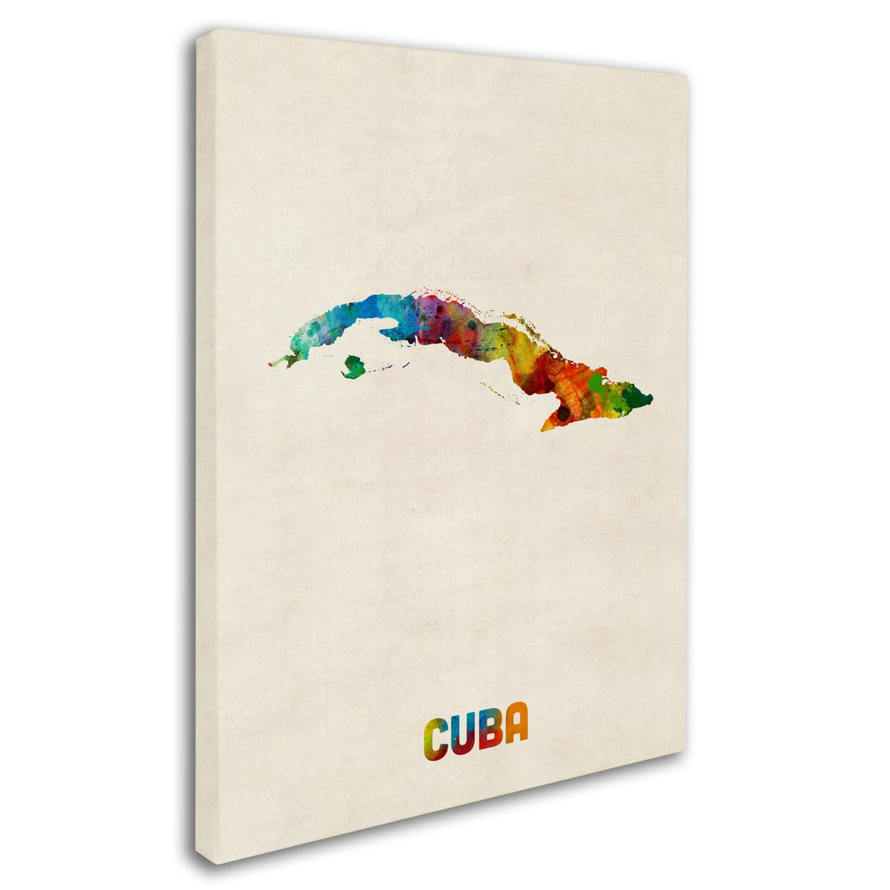 Michael Tompsett 'Cuba Watercolor Map' 14 X 19 Canvas Art