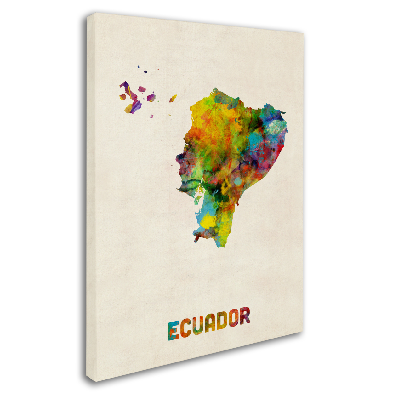 Michael Tompsett 'Ecuador Watercolor Map' 14 X 19 Canvas Art