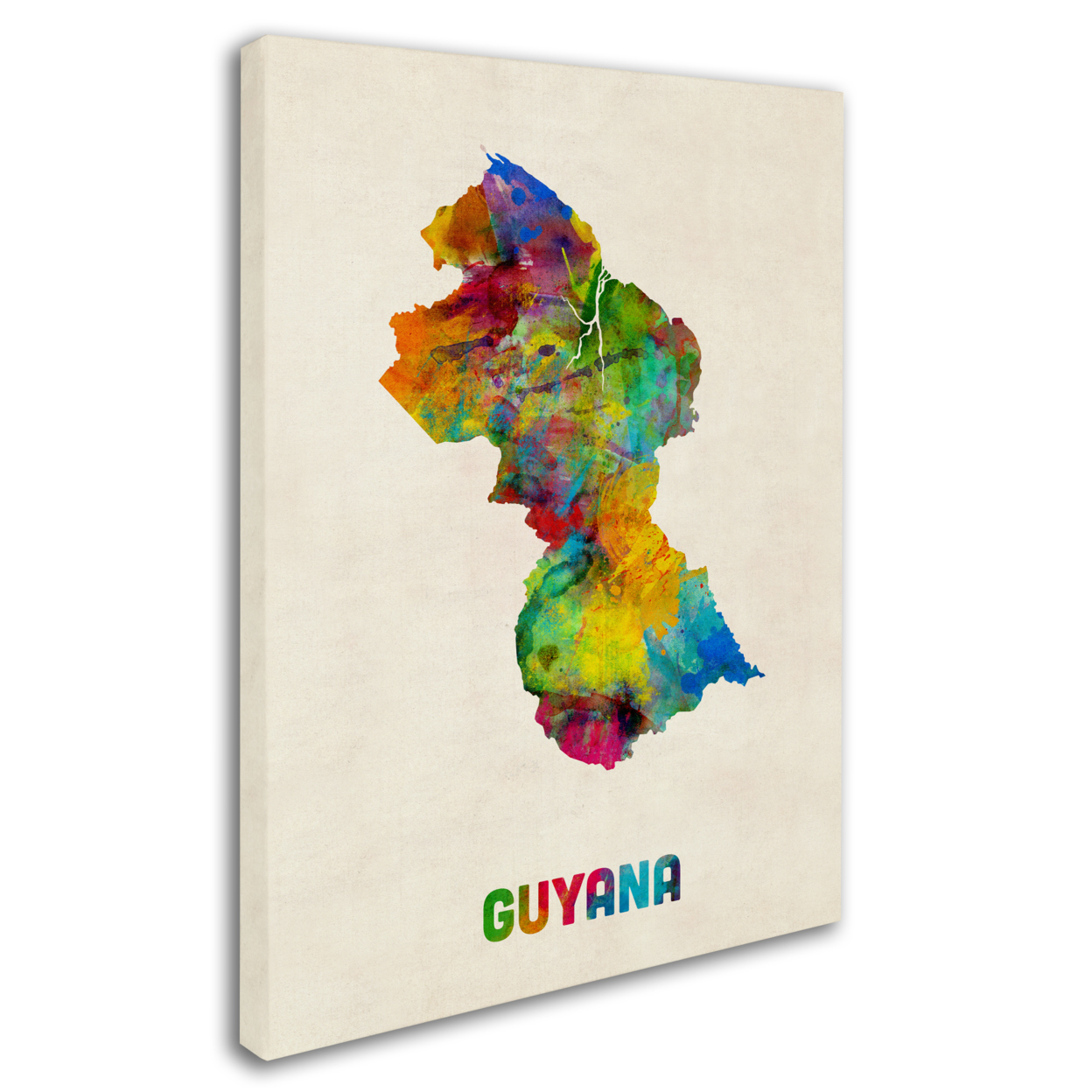 Michael Tompsett 'Guyana Watercolor Map' 14 X 19 Canvas Art