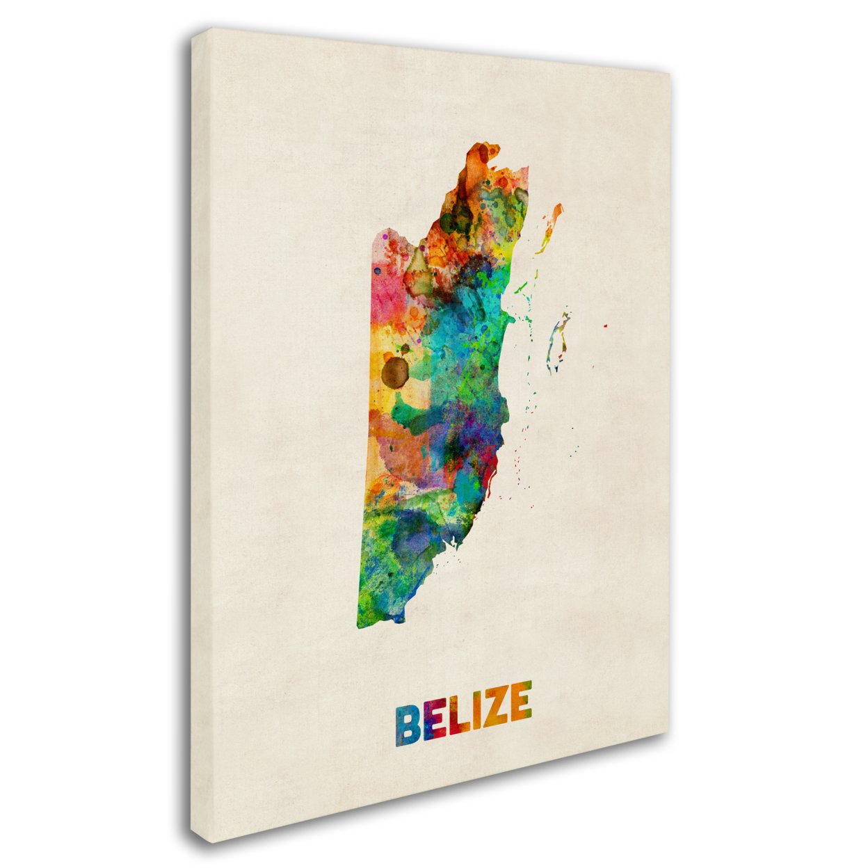 Michael Tompsett 'Belize Watercolor Map' 14 X 19 Canvas Art