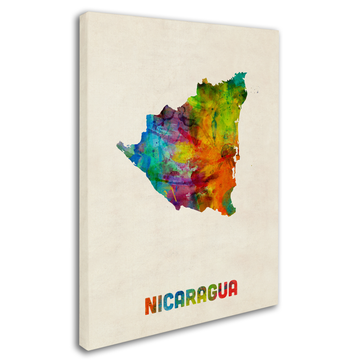 Michael Tompsett 'Nicaragua Watercolor Map' 14 X 19 Canvas Art