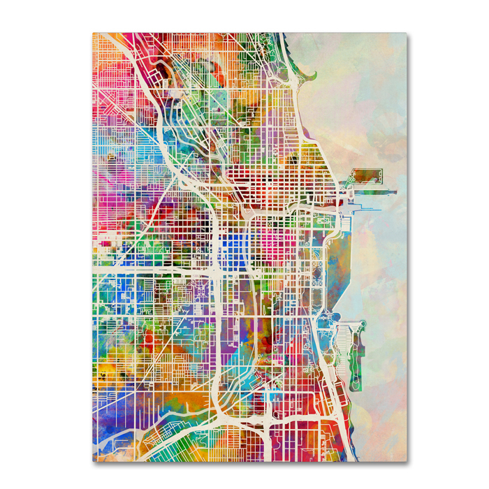 Michael Tompsett 'Chicago City Street Map II' 14 X 19 Canvas Art