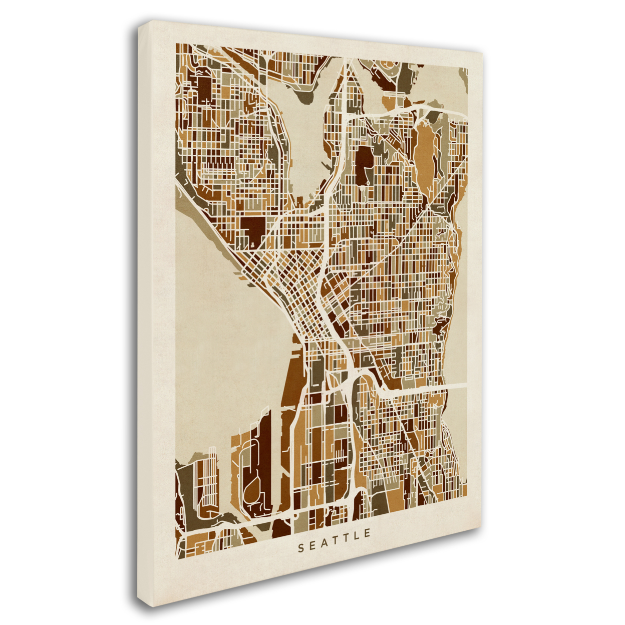 Michael Tompsett 'Seattle Washington Street Map II' 14 X 19 Canvas Art