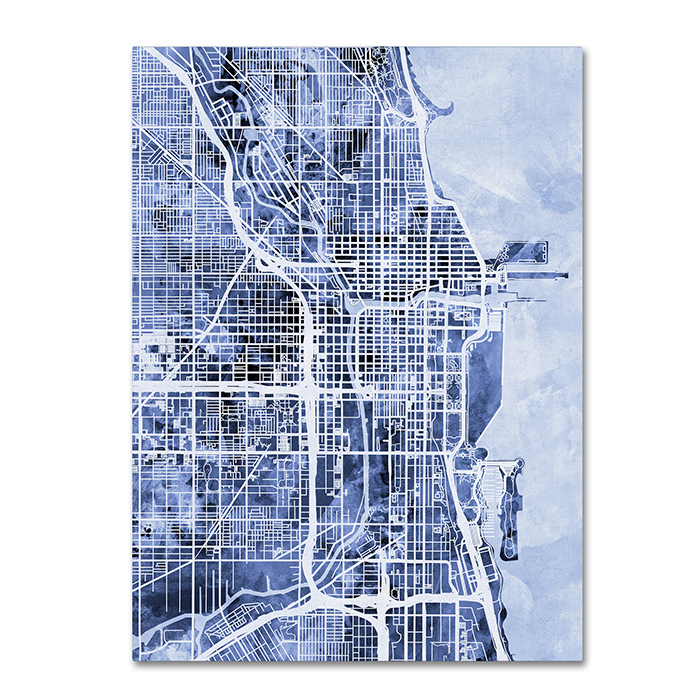Michael Tompsett 'Chicago City Street Map B&W' 14 X 19 Canvas Art