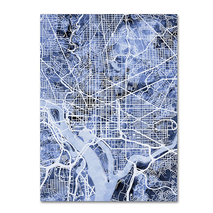 Michael Tompsett 'Washington DC Street Map B&W' 14 X 19 Canvas Art