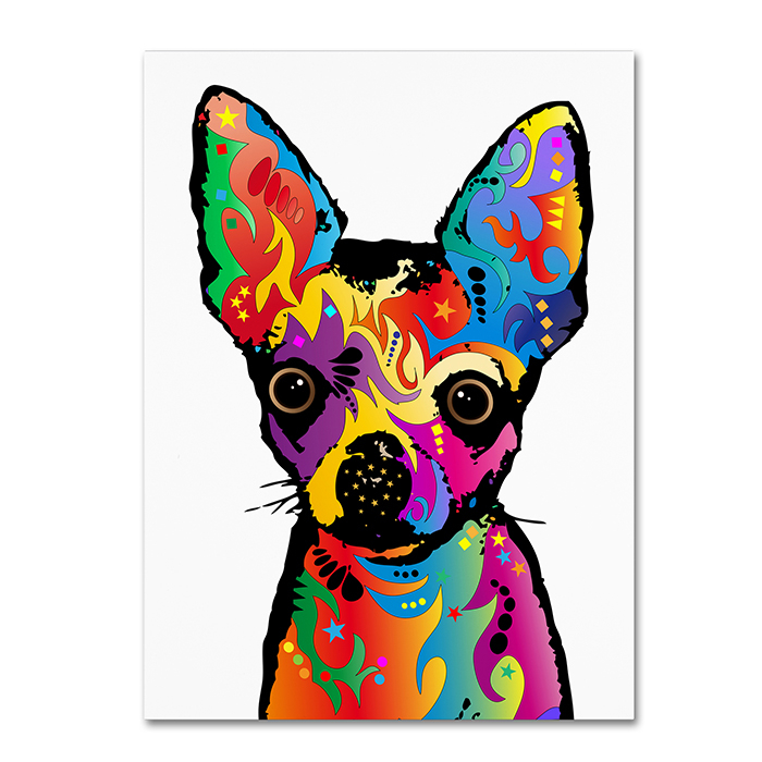 Michael Tompsett 'Chihuahua Dog White' 14 X 19 Canvas Art