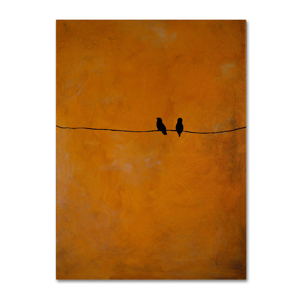 Nicole Dietz 'Bird Pair Yellow' 14 X 19 Canvas Art