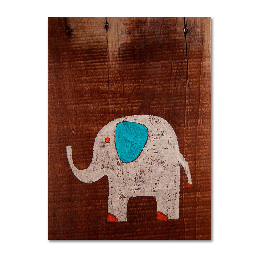 Nicole Dietz 'Elephant On Wood' 14 X 19 Canvas Art