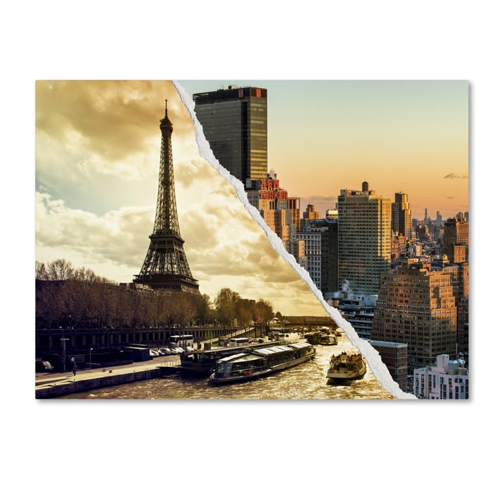 Philippe Hugonnard 'Sunset In Paris And New York' 14 X 19 Canvas Art