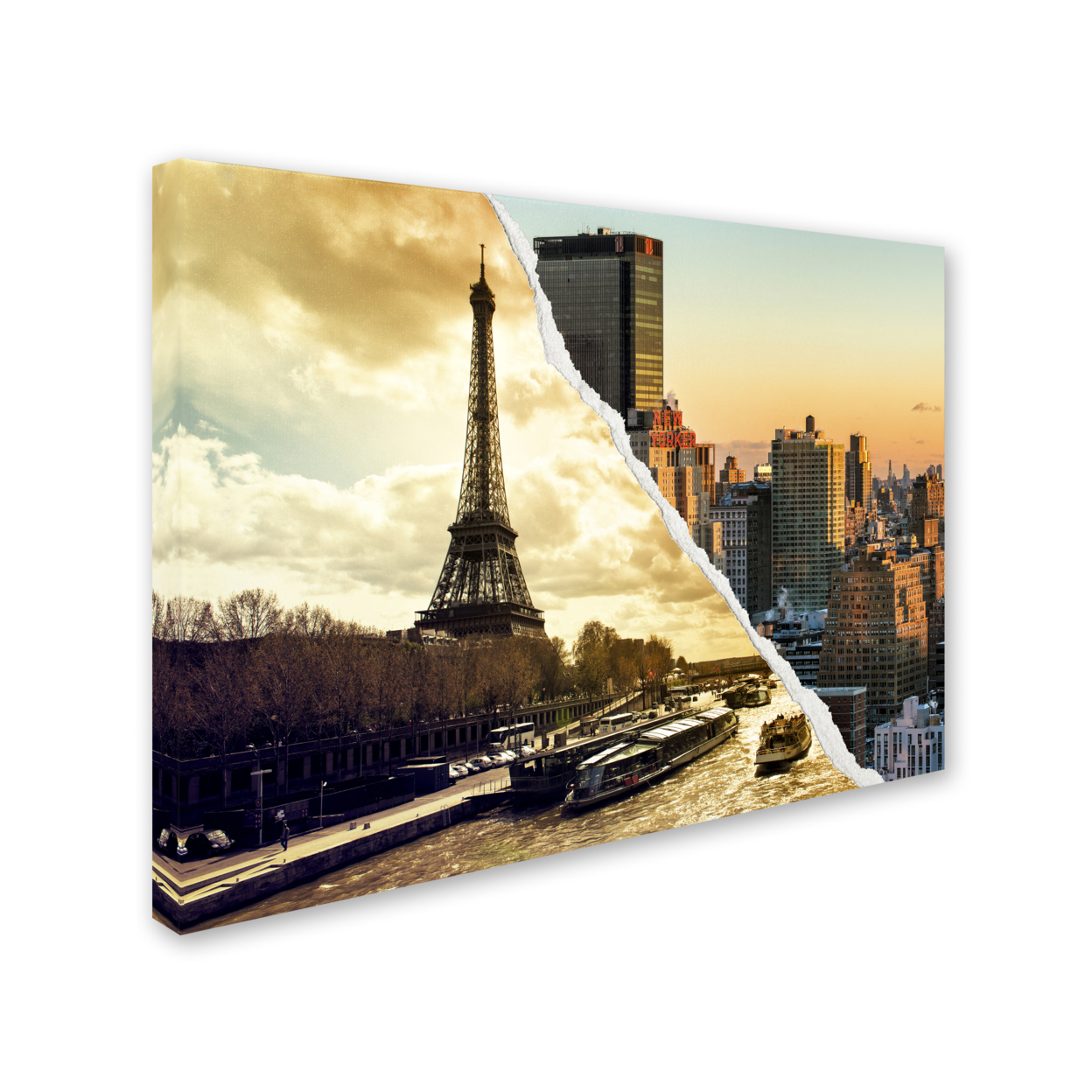 Philippe Hugonnard 'Sunset In Paris And New York' 14 X 19 Canvas Art
