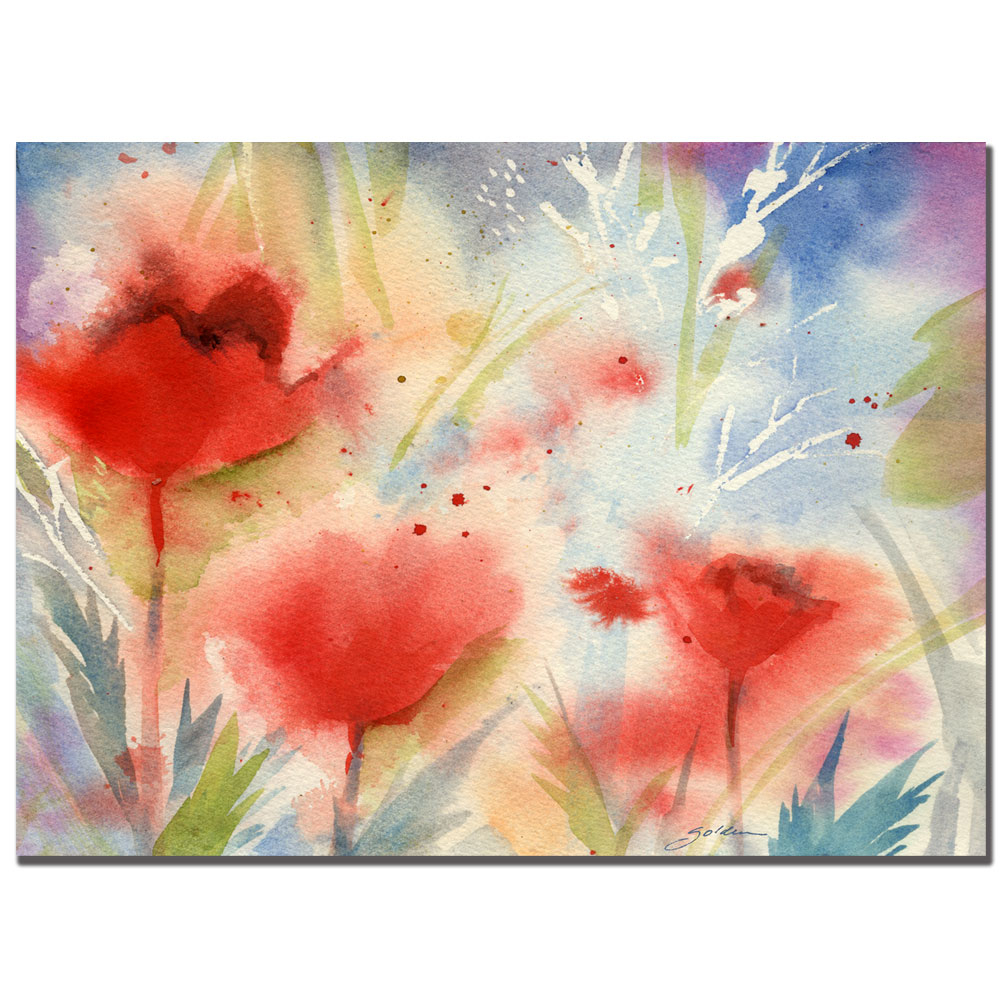Sheila Golden 'Red Poppy Splash' 14 X 19 Canvas Art