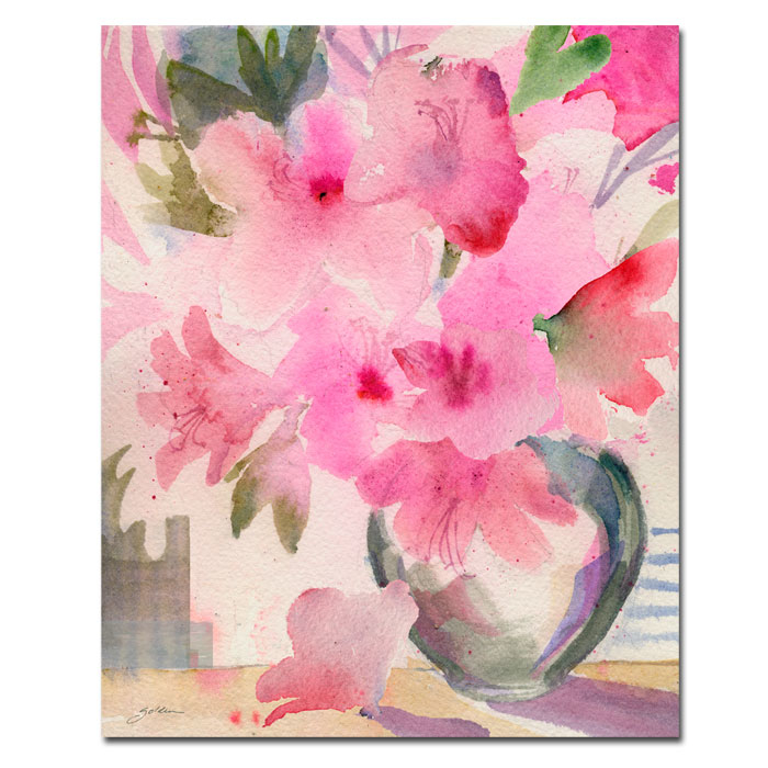 Sheila Golden 'Pink Azaleas' 14 X 19 Canvas Art