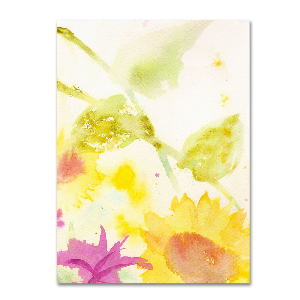 Sheila Golden 'Wind Sunflowers' 14 X 19 Canvas Art