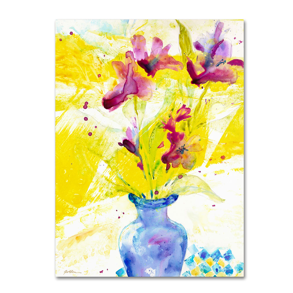 Sheila Golden 'Purple Blooms In Sunlight' 14 X 19 Canvas Art