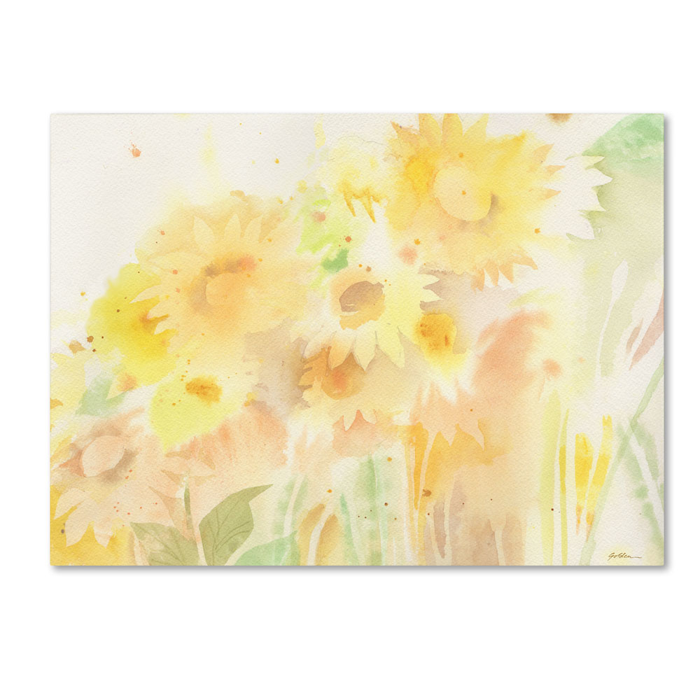 Sheila Golden 'Amid Sunflowers' 14 X 19 Canvas Art