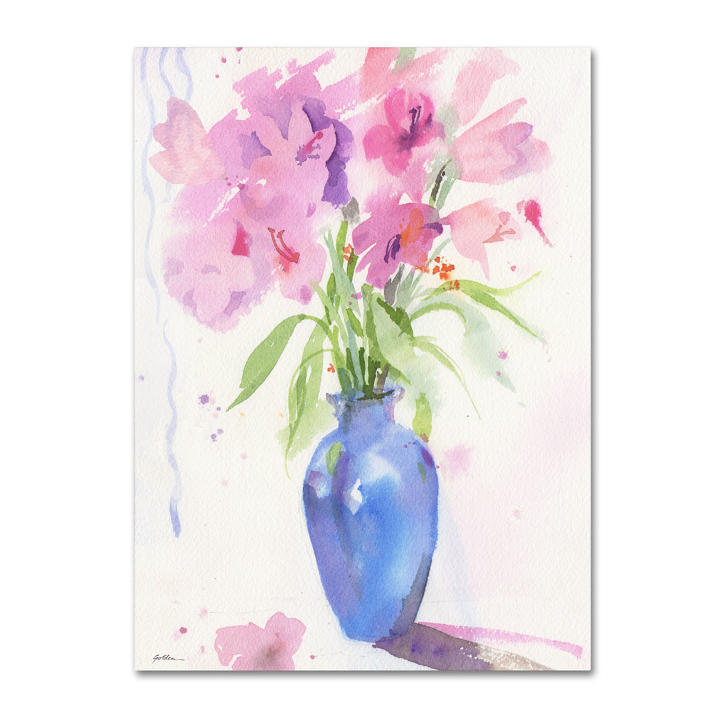 Sheila Golden 'Blue Vase#4' 14 X 19 Canvas Art