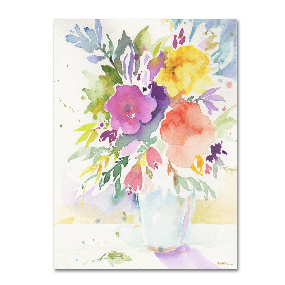 Sheila Golden 'Vase With Bright Blooms' 14 X 19 Canvas Art