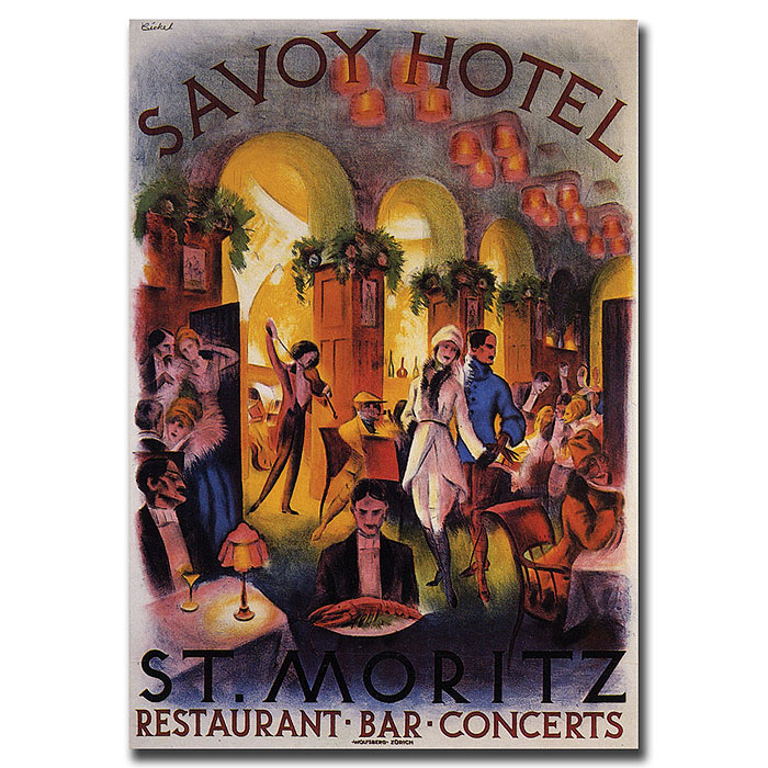Savoy Hotel St. Moritz' 14 X 19 Canvas Art