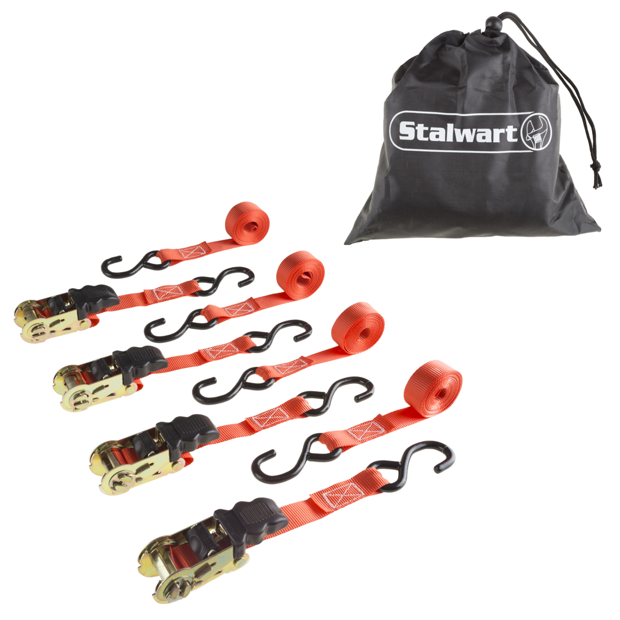 Stalwart 4 Pack Ratchet Tie Down Straps - 10 Ft. - 500 Lb Load