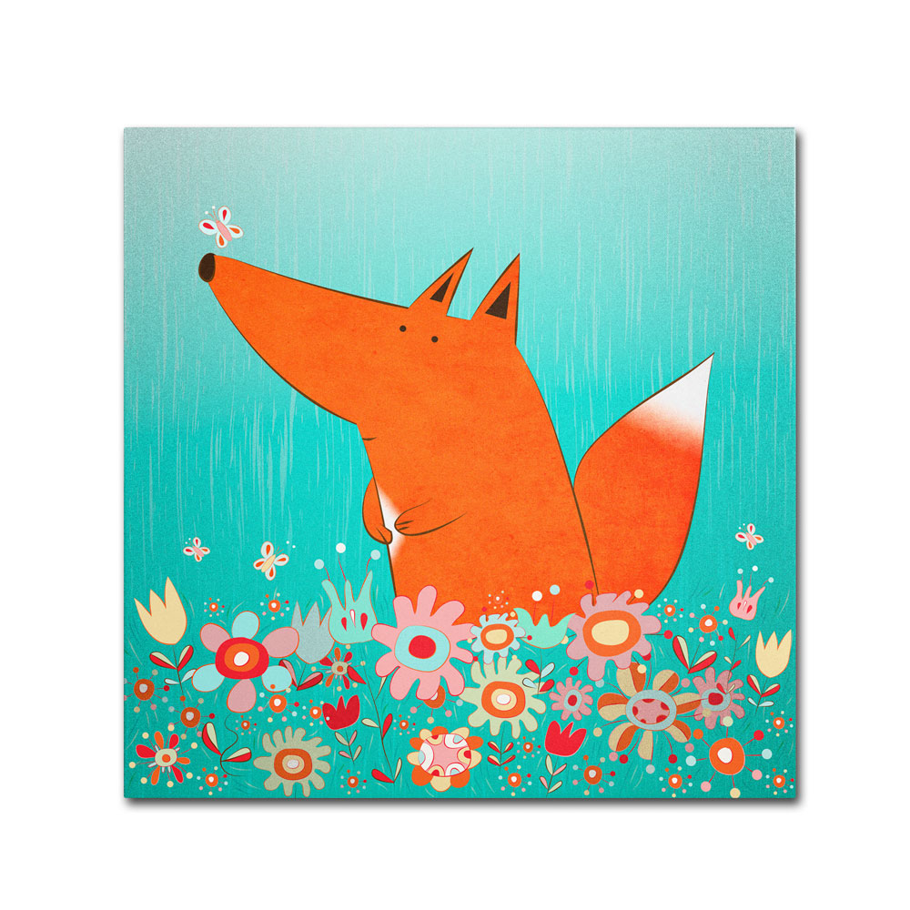 Carla Martell 'Fox In Flowers' Canvas Wall Art 14 X 14