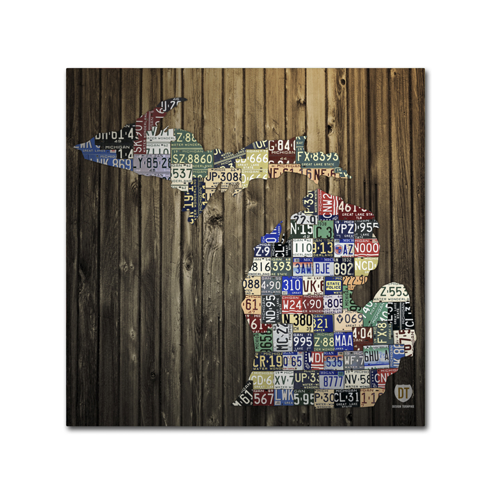 Design Turnpike 'Michigan Counties License Plate' Canvas Wall Art 14 X 14