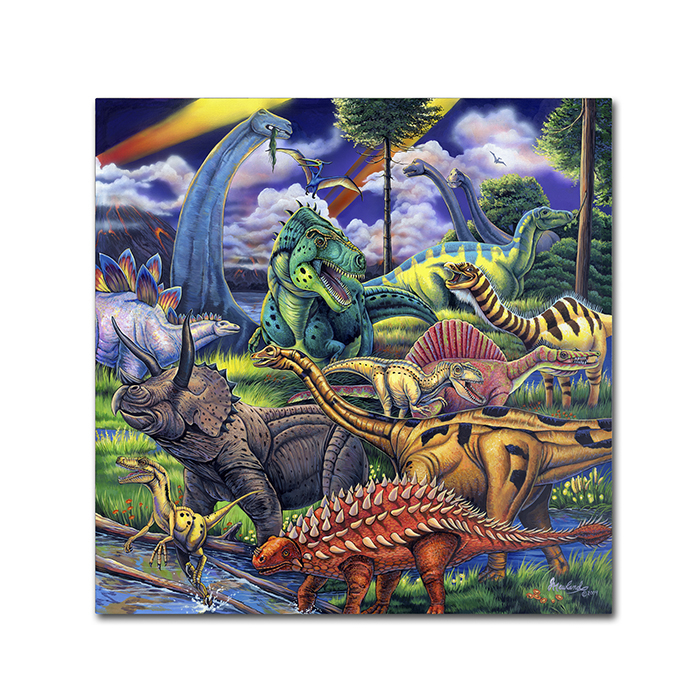 Jenny Newland 'Dinosaur Friends' Canvas Wall Art 14 X 14