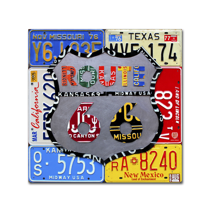 Design Turnpike 'Route 66 Road Sign' Canvas Wall Art 14 X 14