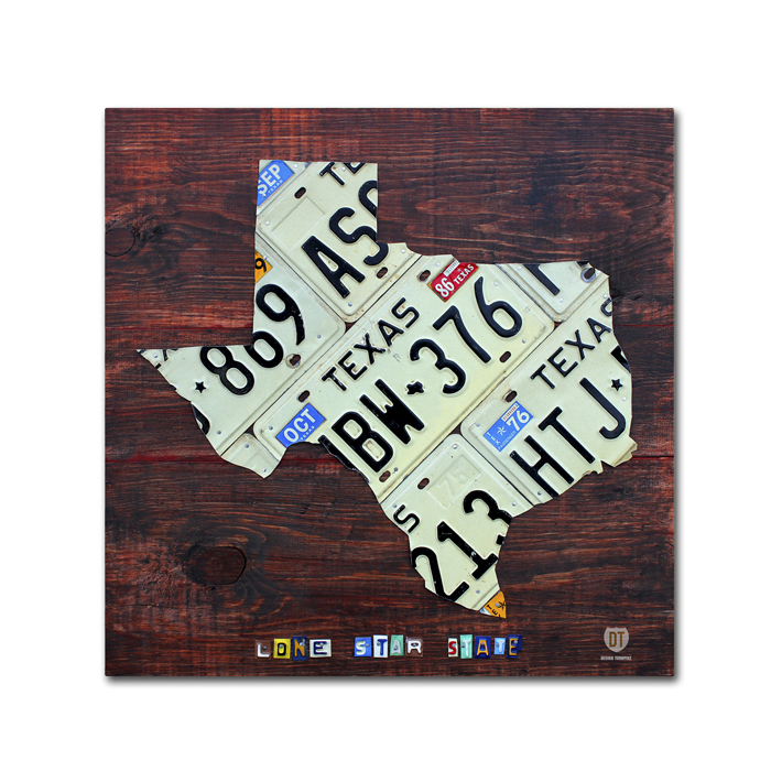 Design Turnpike 'Texas License Plate Map Large' Canvas Wall Art 14 X 14